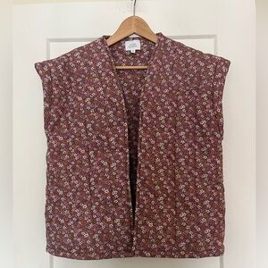 Things Between 100% Cotton Pink White Floral Quilted Vest M
